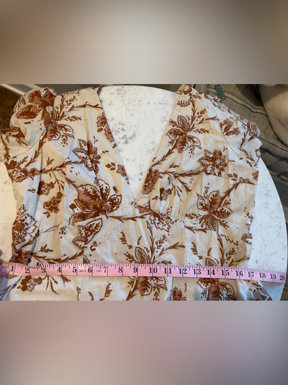 Abercrombie & Fitch Cream Maxi Dress with Brown Floral Print - Picture 5 of 5